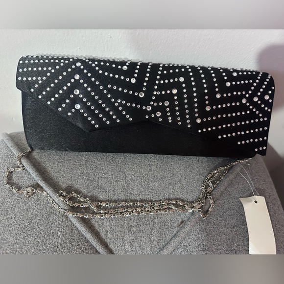 off brand Handbags - Chic Black and Silver Studded Clutch